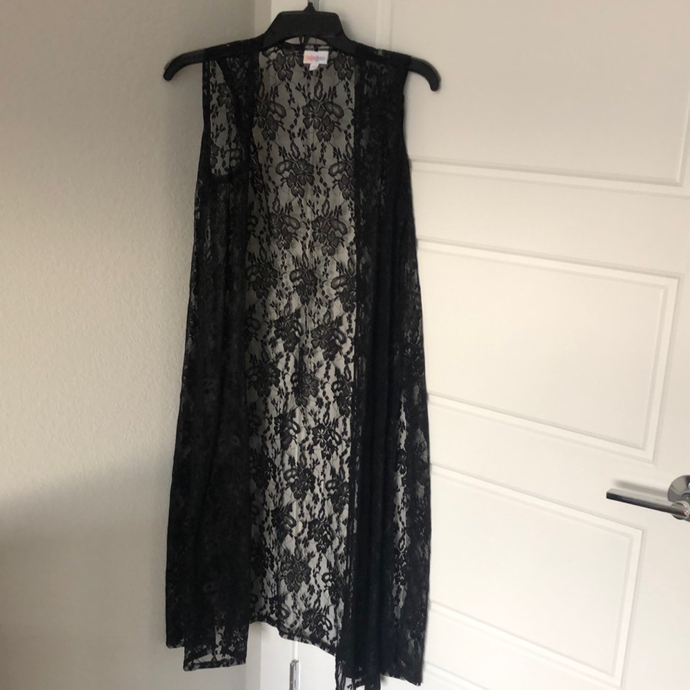 LulaRoe Joy sleeveless duster small black lace